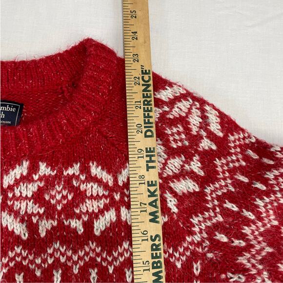 Y2K Abercrombie & Fitch Knit Snowflake Sweater size M Red Preppy Christmas - Picture 5 of 6